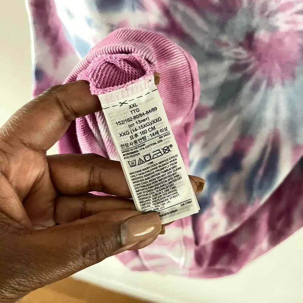 Gap Kids Girls XXL Tie Dye Sweatshirt Dress Pink Blue Casual Boho Sporty